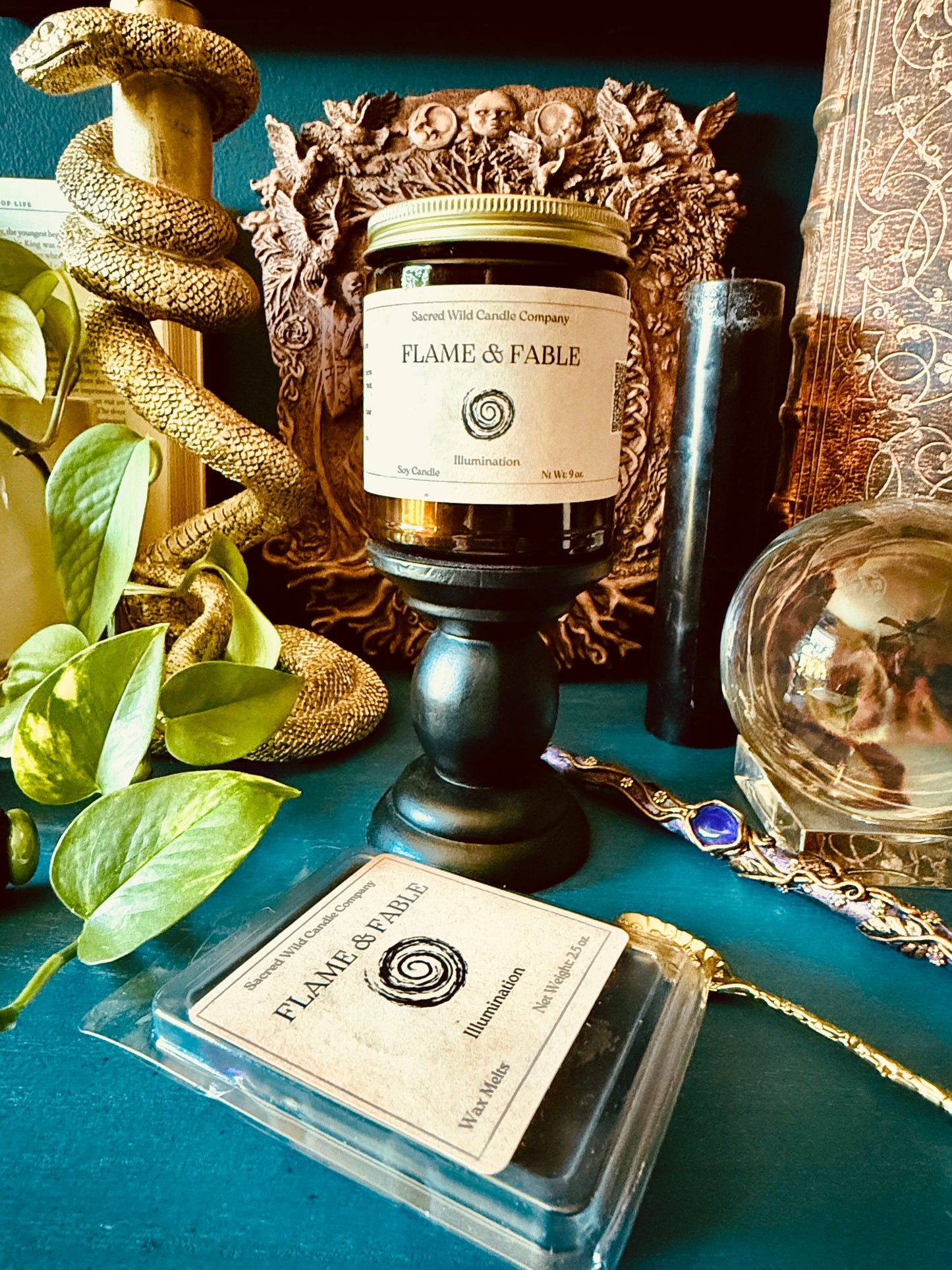Flame and Fable: Illumination Spell Candle