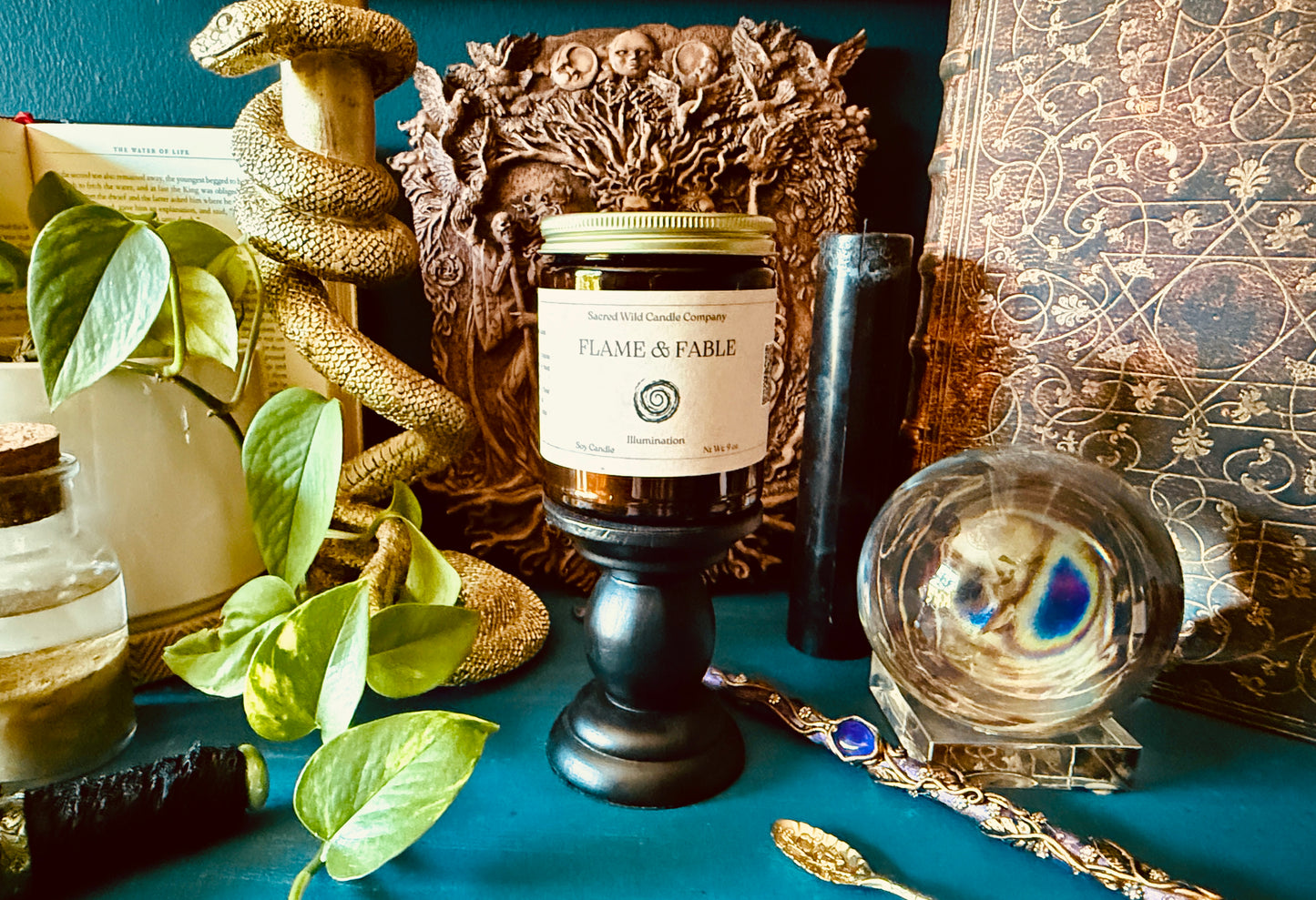 Flame and Fable: Illumination Spell Candle