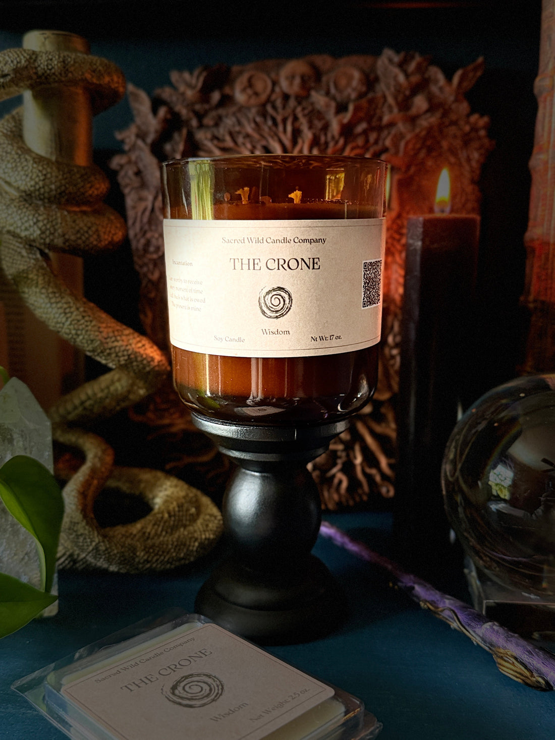 The Crone candle and short story by Lindsay Nee